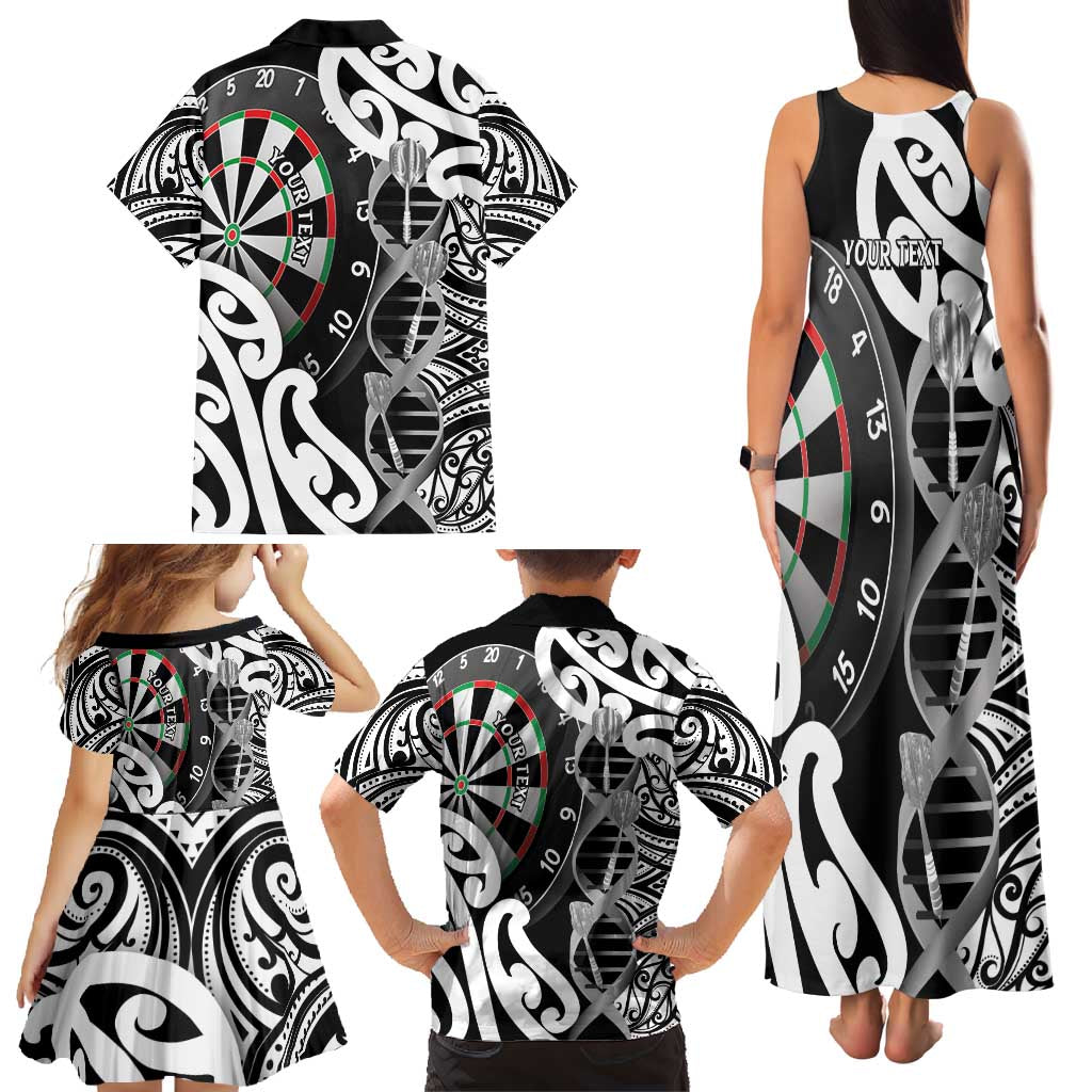Personalised New Zealand Darts Family Matching Tank Maxi Dress and Hawaiian Shirt Aotearoa Maori Its In My DNA Black - Aussie Hoodie