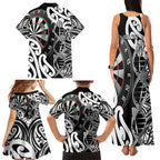 Personalised New Zealand Darts Family Matching Tank Maxi Dress and Hawaiian Shirt Aotearoa Maori Its In My DNA Black - Aussie Hoodie