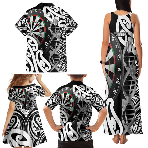 Personalised New Zealand Darts Family Matching Tank Maxi Dress and Hawaiian Shirt Aotearoa Maori Its In My DNA Black - Aussie Hoodie