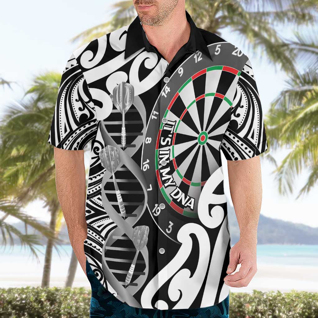 Personalised New Zealand Darts Hawaiian Shirt Aotearoa Maori Its In My DNA Black - Aussie Hoodie