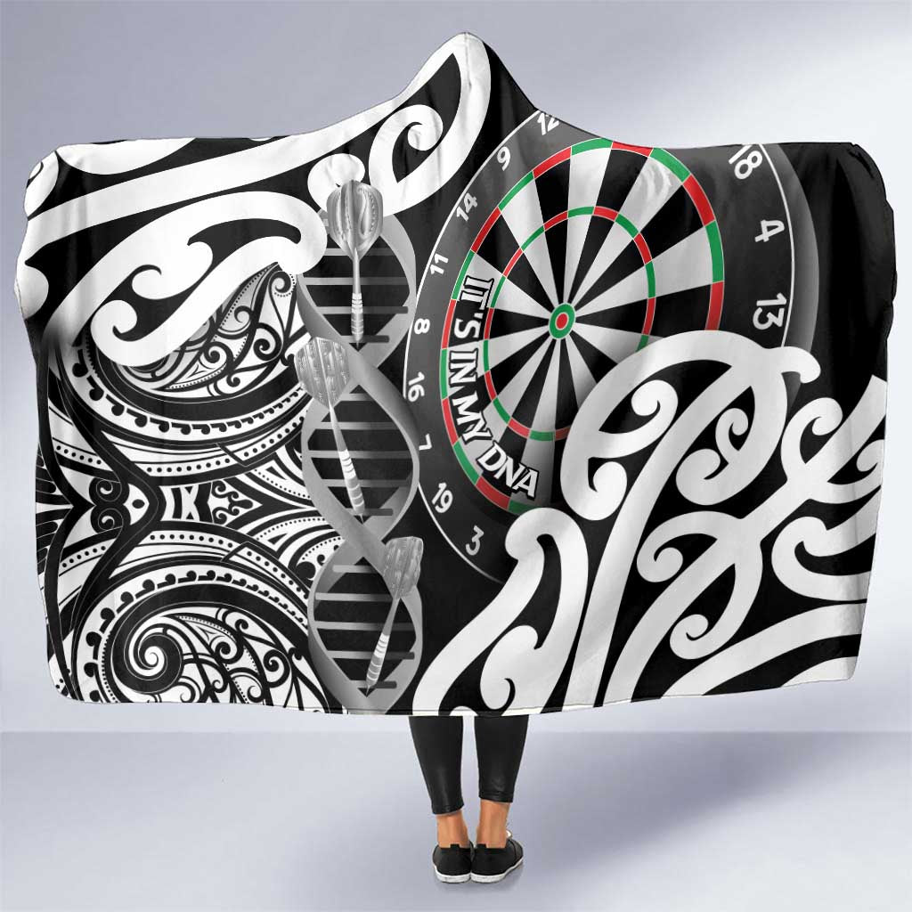 New Zealand Darts Hooded Blanket Aotearoa Maori Its In My DNA Black - Aussie Hoodie