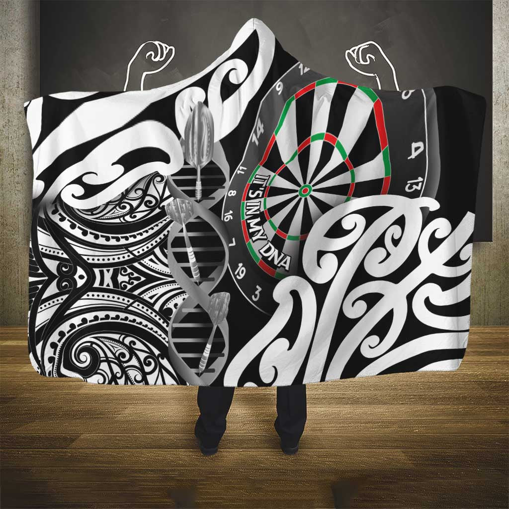 New Zealand Darts Hooded Blanket Aotearoa Maori Its In My DNA Black - Aussie Hoodie