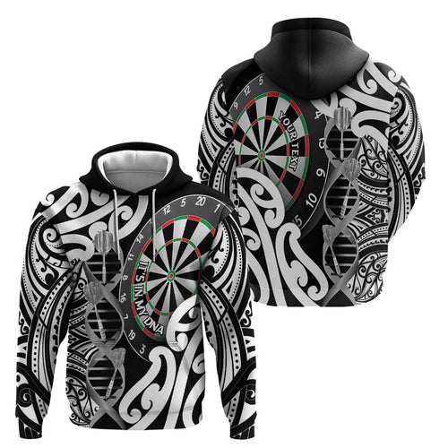 Personalised New Zealand Darts Hoodie Aotearoa Maori Its In My DNA Black - Aussie Hoodie