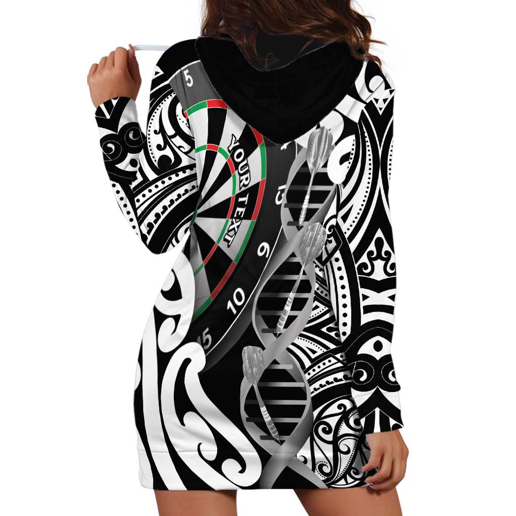 Personalised New Zealand Darts Hoodie Dress Aotearoa Maori Its In My DNA Black - Aussie Hoodie