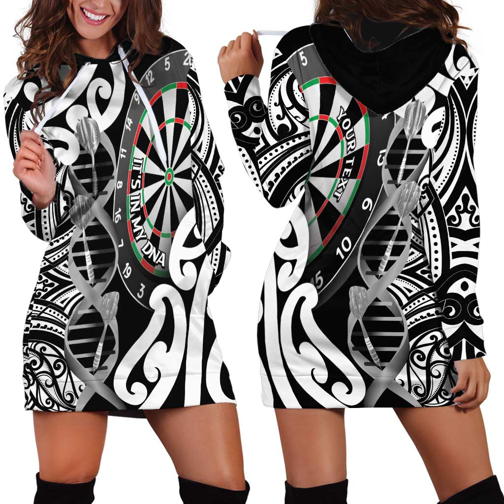 Personalised New Zealand Darts Hoodie Dress Aotearoa Maori Its In My DNA Black - Aussie Hoodie