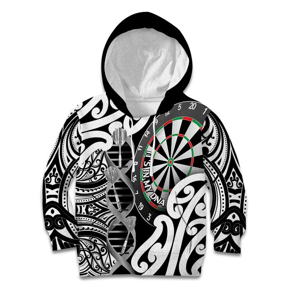 Personalised New Zealand Darts Kid Hoodie Aotearoa Maori Its In My DNA Black - Aussie Hoodie