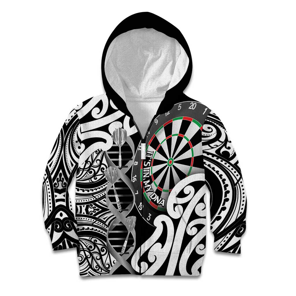 Personalised New Zealand Darts Kid Hoodie Aotearoa Maori Its In My DNA Black - Aussie Hoodie