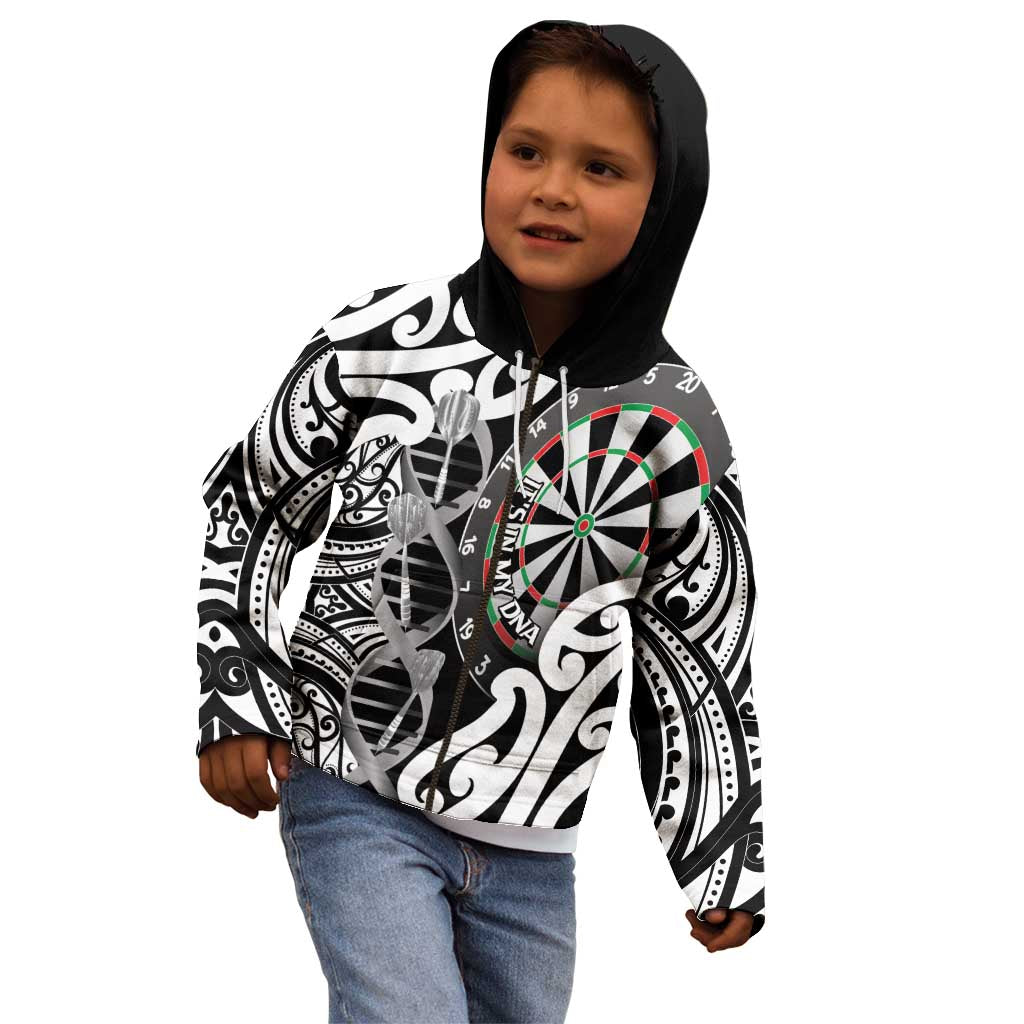 Personalised New Zealand Darts Kid Hoodie Aotearoa Maori Its In My DNA Black - Aussie Hoodie