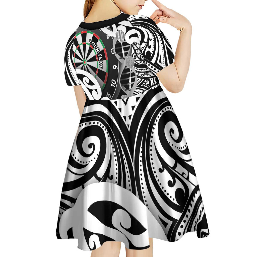 Personalised New Zealand Darts Kid Short Sleeve Dress Aotearoa Maori Its In My DNA Black - Aussie Hoodie