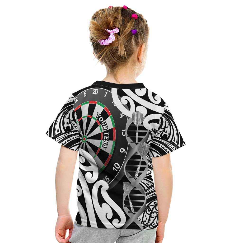 Personalised New Zealand Darts Kid T Shirt Aotearoa Maori Its In My DNA Black - Aussie Hoodie