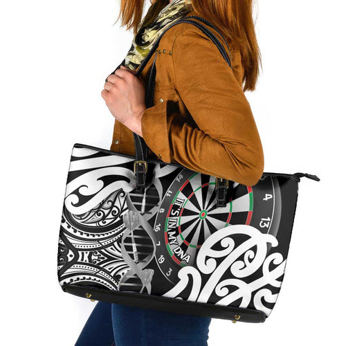 New Zealand Darts Leather Tote Bag Aotearoa Maori Its In My DNA Black - Aussie Hoodie