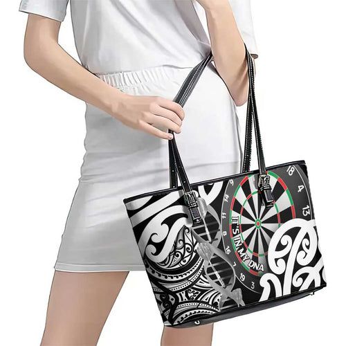 New Zealand Darts Leather Tote Bag Aotearoa Maori Its In My DNA Black - Aussie Hoodie