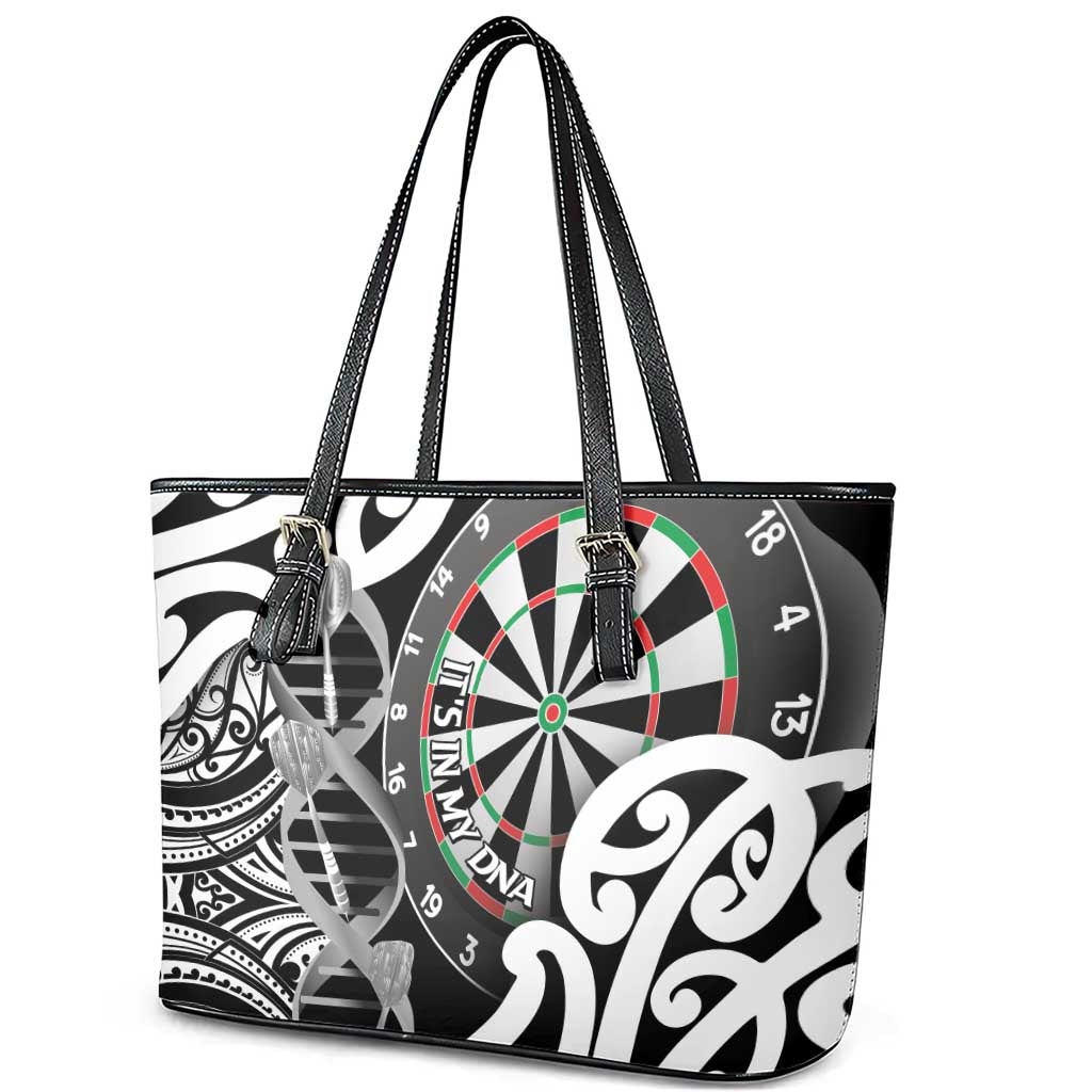 New Zealand Darts Leather Tote Bag Aotearoa Maori Its In My DNA Black - Aussie Hoodie