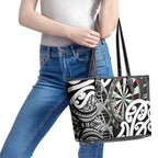 New Zealand Darts Leather Tote Bag Aotearoa Maori Its In My DNA Black - Aussie Hoodie
