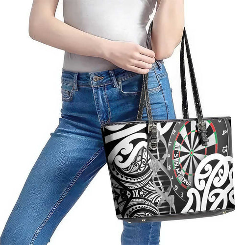 New Zealand Darts Leather Tote Bag Aotearoa Maori Its In My DNA Black - Aussie Hoodie