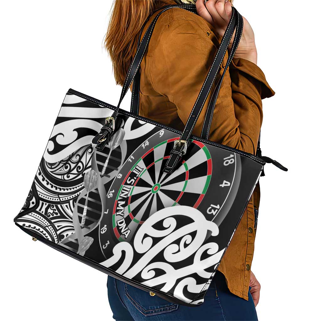 New Zealand Darts Leather Tote Bag Aotearoa Maori Its In My DNA Black - Aussie Hoodie