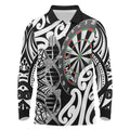 Personalised New Zealand Darts Long Sleeve Polo Shirt Aotearoa Maori Its In My DNA Black - Aussie Hoodie