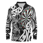 Personalised New Zealand Darts Long Sleeve Polo Shirt Aotearoa Maori Its In My DNA Black - Aussie Hoodie