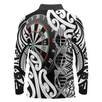 Personalised New Zealand Darts Long Sleeve Polo Shirt Aotearoa Maori Its In My DNA Black - Aussie Hoodie