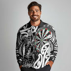 Personalised New Zealand Darts Long Sleeve Polo Shirt Aotearoa Maori Its In My DNA Black - Aussie Hoodie