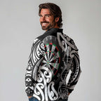 Personalised New Zealand Darts Long Sleeve Polo Shirt Aotearoa Maori Its In My DNA Black - Aussie Hoodie