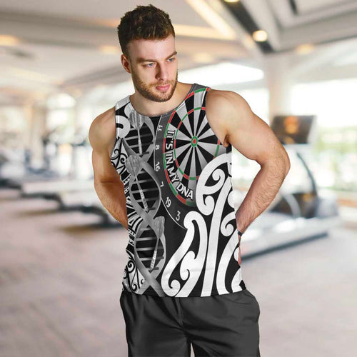 Personalised New Zealand Darts Men Tank Top Aotearoa Maori Its In My DNA Black - Aussie Hoodie