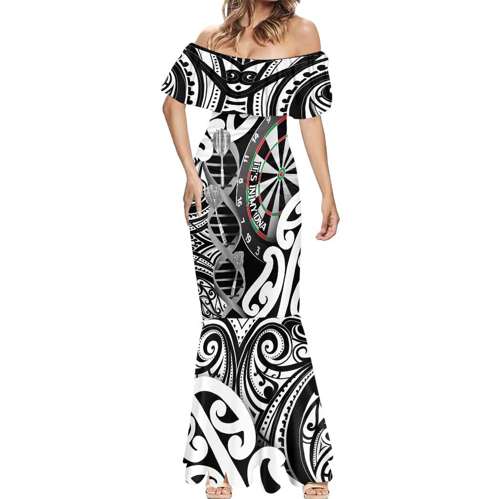 Personalised New Zealand Darts Mermaid Dress Aotearoa Maori Its In My DNA Black - Aussie Hoodie
