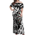 Personalised New Zealand Darts Off Shoulder Maxi Dress Aotearoa Maori Its In My DNA Black - Aussie Hoodie