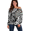 Personalised New Zealand Darts Off Shoulder Sweater Aotearoa Maori Its In My DNA Black - Aussie Hoodie