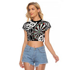 Personalised New Zealand Darts Raglan Cropped T Shirt Aotearoa Maori Its In My DNA Black - Aussie Hoodie
