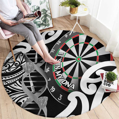 New Zealand Darts Round Carpet Aotearoa Maori Its In My DNA Black - Aussie Hoodie
