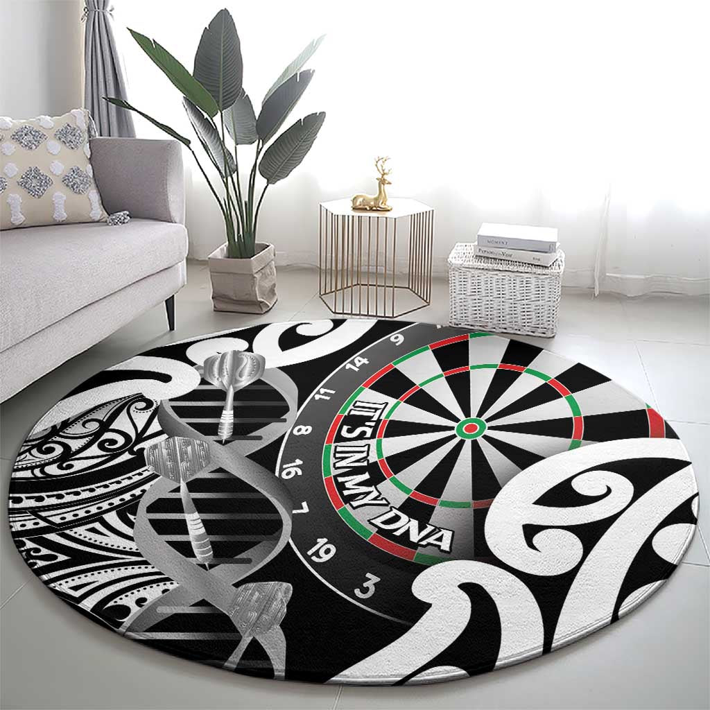 New Zealand Darts Round Carpet Aotearoa Maori Its In My DNA Black - Aussie Hoodie