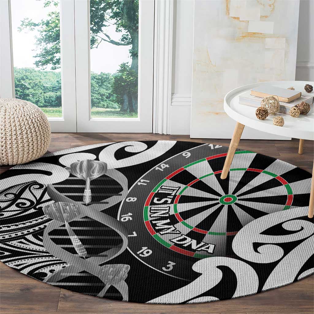 New Zealand Darts Round Carpet Aotearoa Maori Its In My DNA Black - Aussie Hoodie