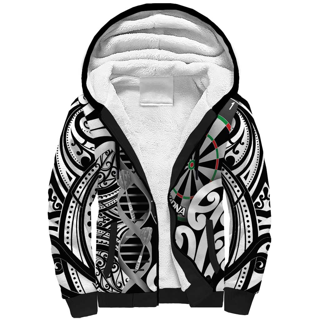 Personalised New Zealand Darts Sherpa Hoodie Aotearoa Maori Its In My DNA Black - Aussie Hoodie