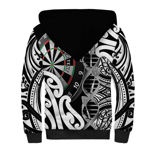 Personalised New Zealand Darts Sherpa Hoodie Aotearoa Maori Its In My DNA Black - Aussie Hoodie