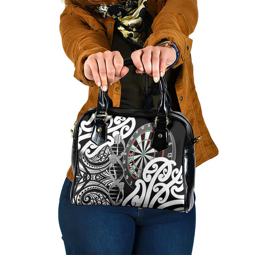 New Zealand Darts Shoulder Handbag Aotearoa Maori Its In My DNA Black - Aussie Hoodie