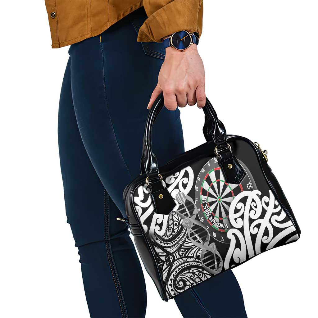 New Zealand Darts Shoulder Handbag Aotearoa Maori Its In My DNA Black - Aussie Hoodie