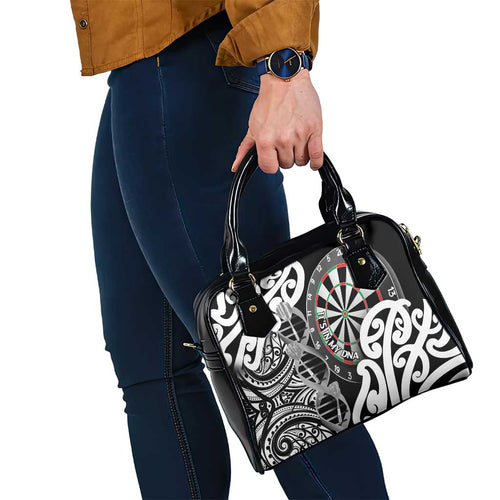 New Zealand Darts Shoulder Handbag Aotearoa Maori Its In My DNA Black - Aussie Hoodie