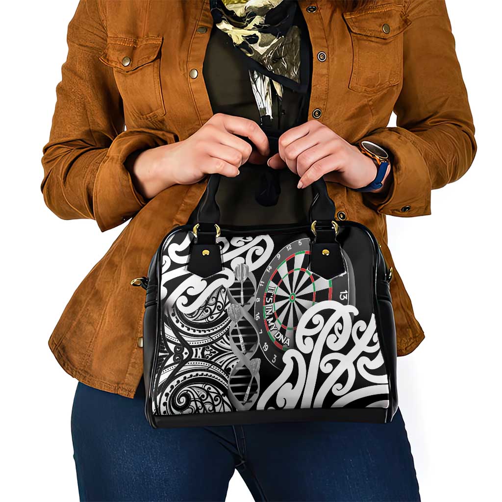 New Zealand Darts Shoulder Handbag Aotearoa Maori Its In My DNA Black - Aussie Hoodie