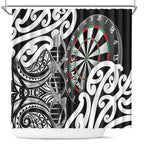 New Zealand Darts Shower Curtain Aotearoa Maori Its In My DNA Black - Aussie Hoodie