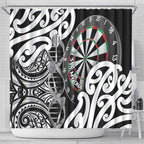 New Zealand Darts Shower Curtain Aotearoa Maori Its In My DNA Black - Aussie Hoodie