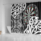 New Zealand Darts Shower Curtain Aotearoa Maori Its In My DNA Black - Aussie Hoodie