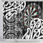 New Zealand Darts Shower Curtain Aotearoa Maori Its In My DNA Black - Aussie Hoodie