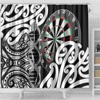 New Zealand Darts Shower Curtain Aotearoa Maori Its In My DNA Black - Aussie Hoodie