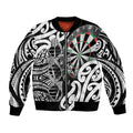 Personalised New Zealand Darts Sleeve Zip Bomber Jacket Aotearoa Maori Its In My DNA Black - Aussie Hoodie