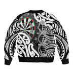 Personalised New Zealand Darts Sleeve Zip Bomber Jacket Aotearoa Maori Its In My DNA Black - Aussie Hoodie
