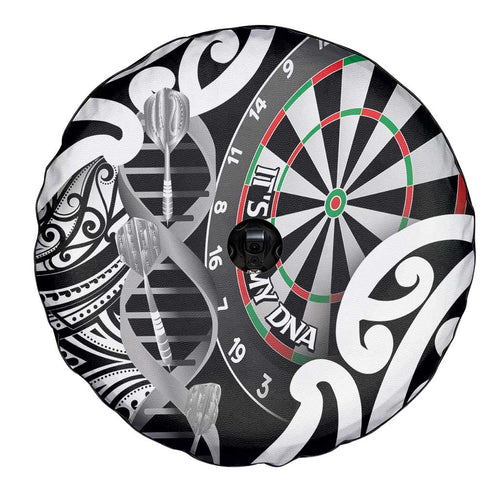 New Zealand Darts Spare Tire Cover Aotearoa Maori Its In My DNA Black - Aussie Hoodie