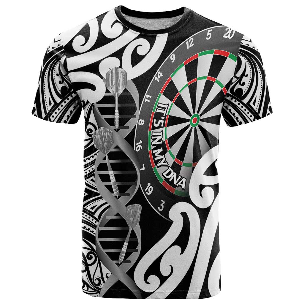 Personalised New Zealand Darts T Shirt Aotearoa Maori Its In My DNA Black - Aussie Hoodie