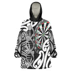 Personalised New Zealand Darts Wearable Blanket Hoodie Aotearoa Maori Its In My DNA Black - Aussie Hoodie