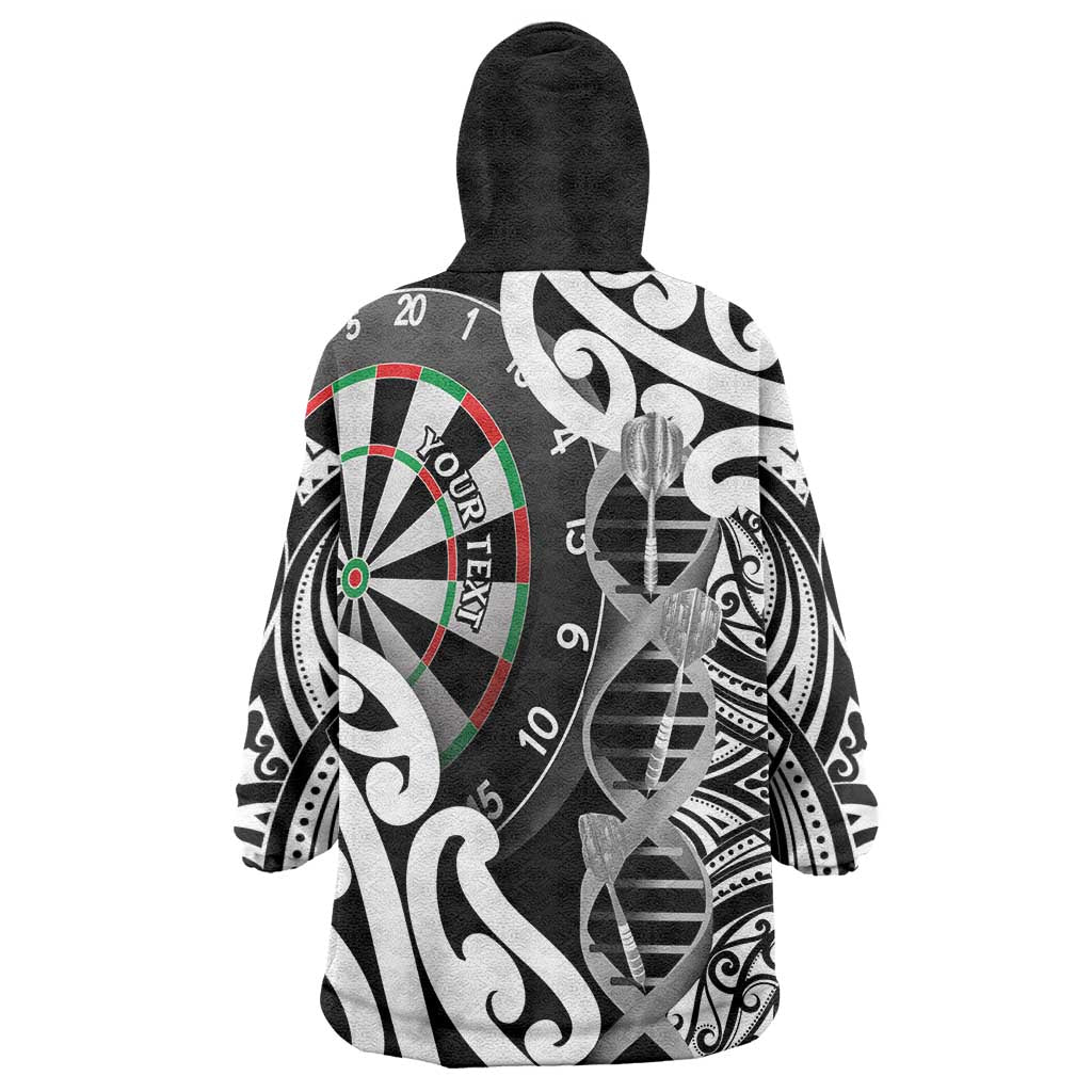 Personalised New Zealand Darts Wearable Blanket Hoodie Aotearoa Maori Its In My DNA Black - Aussie Hoodie